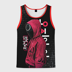 Майка-безрукавка мужская ИГРА В КАЛЬМАРА, СТРАЖ КРУГ БИНАРНЫЙ КОД, цвет: 3D-красный