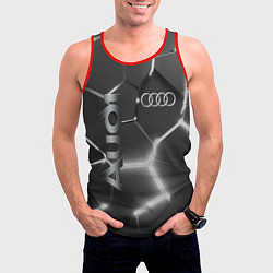 Майка-безрукавка мужская AUDI GREY 3D ПЛИТЫ, цвет: 3D-красный — фото 2