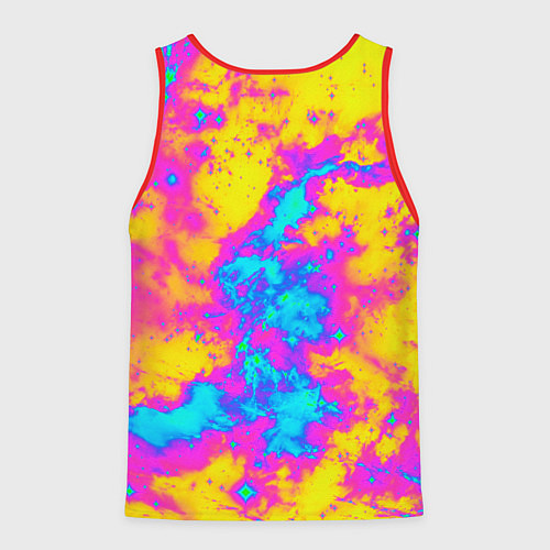 Мужская майка без рукавов Яркая абстракция космических красок / 3D-Красный – фото 2