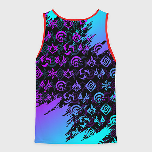 Мужская майка без рукавов GENSHIN NEON PATTERN SYMBOL НЕОН ЭМБЛЕМЫ / 3D-Красный – фото 2