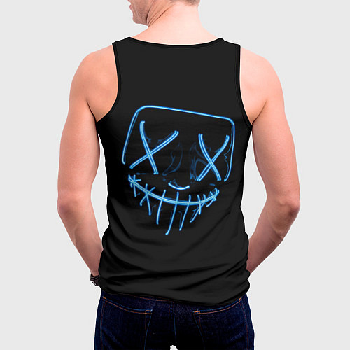 Мужская майка без рукавов Неоновая маска Хэллоуина / 3D-Черный – фото 4