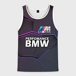 Майка-безрукавка мужская BMW Perfomance, цвет: 3D-белый