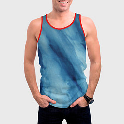 Майка-безрукавка мужская Голубой мрамор, цвет: 3D-красный — фото 2