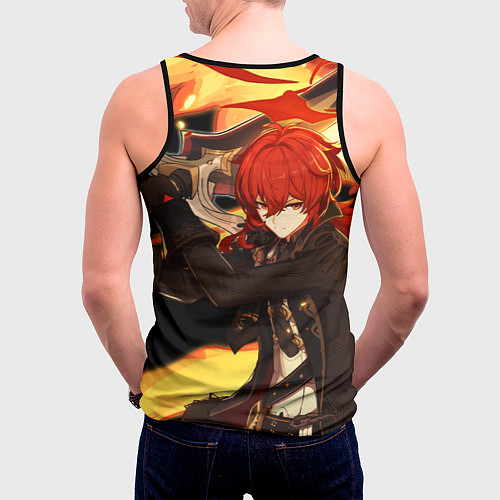 Мужская майка без рукавов Геншин импакт: Дилюк / 3D-Черный – фото 4
