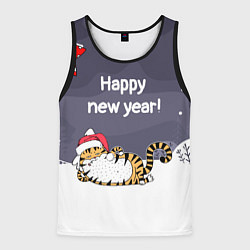 Майка-безрукавка мужская Happy New Year 2022 Тигр, цвет: 3D-черный