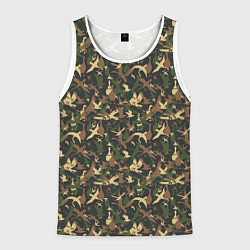 Майка-безрукавка мужская Птицы камуфляж, цвет: 3D-белый