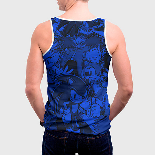 Мужская майка без рукавов SONIC BLUE PATTERN СИНИЙ ЁЖ / 3D-Белый – фото 4