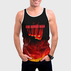 Майка-безрукавка мужская Кулак One Punch-Man в огне, цвет: 3D-белый — фото 2