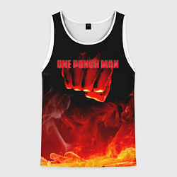 Майка-безрукавка мужская Кулак One Punch-Man в огне, цвет: 3D-белый