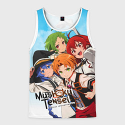 Майка-безрукавка мужская Реинкарнация безработного главные герои, цвет: 3D-белый