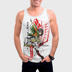 Майка-безрукавка мужская Микаса Аккерман, Атака Титанов, цвет: 3D-белый — фото 2