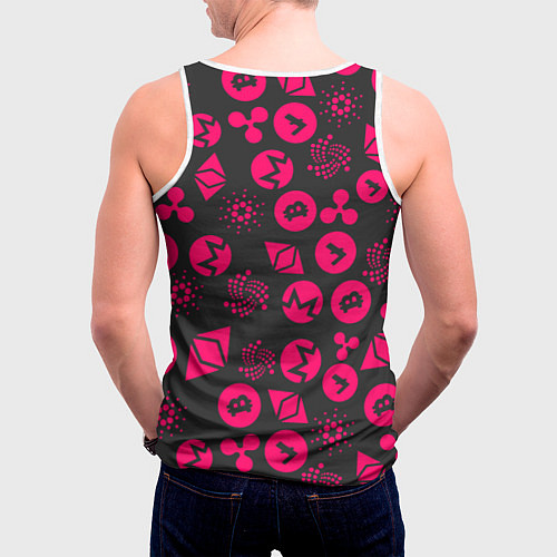 Мужская майка без рукавов КРИПТОВАЛЮТЫ CRYPTO КРИПТА НЕОН / 3D-Белый – фото 4