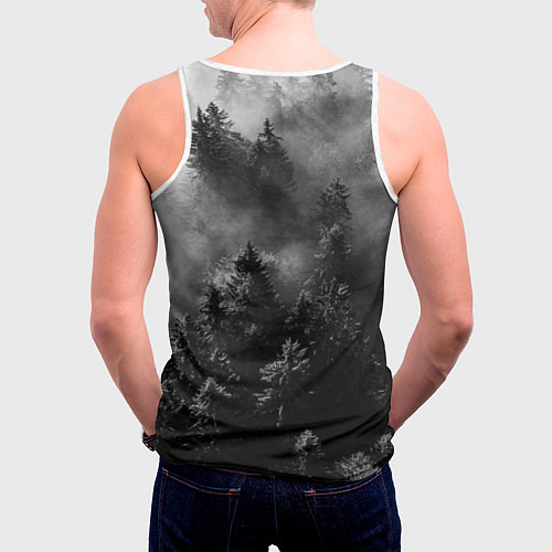 Мужская майка без рукавов МРАЧНЫЙ ЛЕС FOREST / 3D-Белый – фото 4