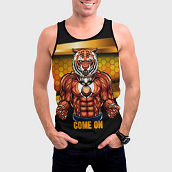 Майка-безрукавка мужская Накаченный тигр, цвет: 3D-черный — фото 2
