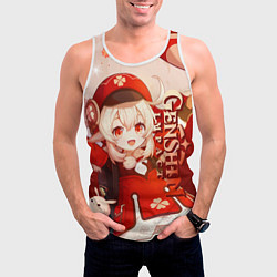 Майка-безрукавка мужская Кли - Геншин импакт, цвет: 3D-белый — фото 2