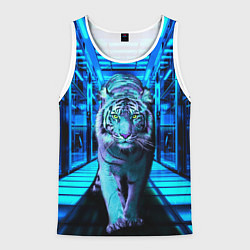 Майка-безрукавка мужская Крадущийся тигр, цвет: 3D-белый
