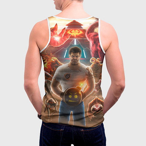 Мужская майка без рукавов Serious Sam Игровые персонажи Босы / 3D-Белый – фото 4