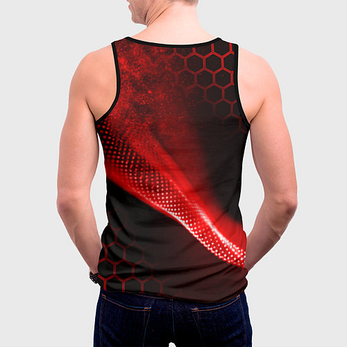 Мужская майка без рукавов AUDI АУДИ SPORT СПОРТ RED AND BLACK / 3D-Черный – фото 4