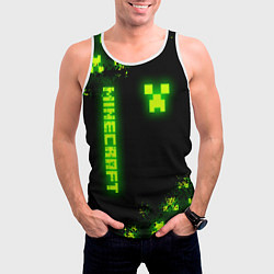 Майка-безрукавка мужская MINECRAFT NEON LOGO CREEPER, цвет: 3D-белый — фото 2