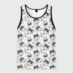 Майка-безрукавка мужская Собака Сибирский Хаски, цвет: 3D-черный