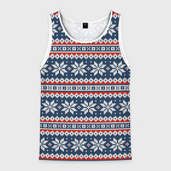 Майка-безрукавка мужская Knitted Christmas Pattern, цвет: 3D-белый