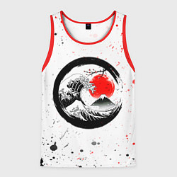 Майка-безрукавка мужская САКУРА, КРАСНОЕ СОЛНЦЕ ЯПОНИИ, ФУДЗИЯМА, цвет: 3D-красный