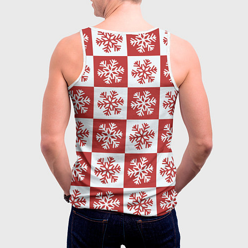 Мужская майка без рукавов Шахматные Снежинки / 3D-Белый – фото 4