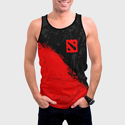 Майка-безрукавка мужская DOTA 2 RED LOGO, БРЫЗГИ КРАСОК, цвет: 3D-черный — фото 2