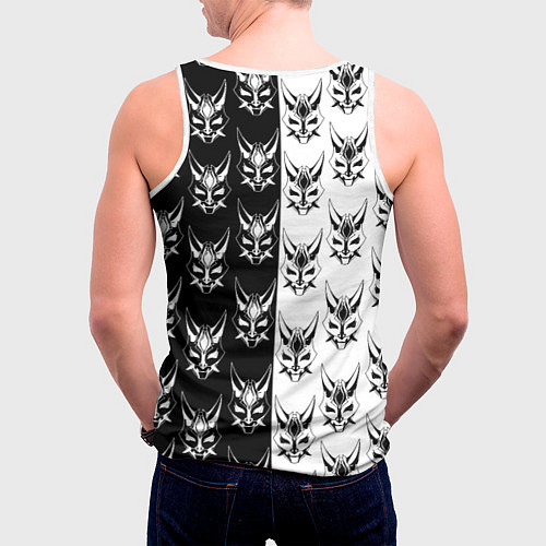 Мужская майка без рукавов GENSHIN IMPACT XIAO MASK ГЕНШИН ИМПАКТ СЯО МАСКА / 3D-Белый – фото 4