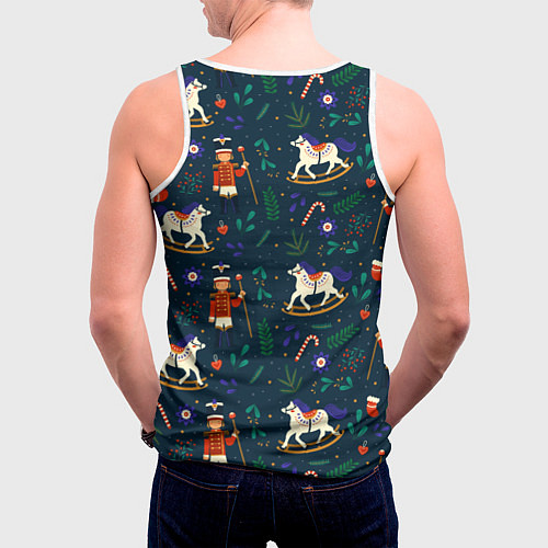 Мужская майка без рукавов Рождественский узор Щелкунчик / 3D-Белый – фото 4