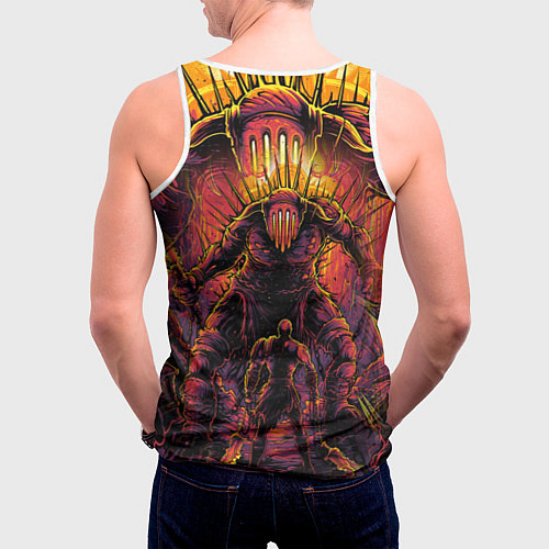 Мужская майка без рукавов КРАТОС И БИТВА С БОССОМ, GOD OF WAR / 3D-Белый – фото 4
