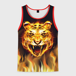 Майка-безрукавка мужская Тигр В Пламени, цвет: 3D-красный