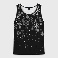 Майка-безрукавка мужская Снежинки - С Новый год, цвет: 3D-черный