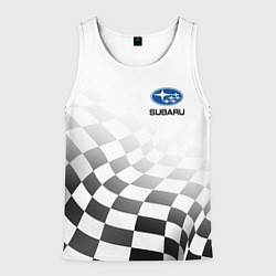 Майка-безрукавка мужская Subaru, Субару Спорт, Финишный флаг, цвет: 3D-белый
