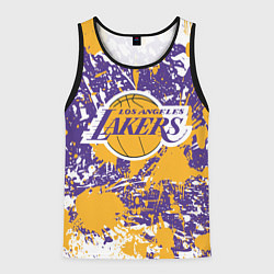 Майка-безрукавка мужская LAKERS ФИРМЕННЫЕ ЦВЕТА БРЫЗГИ КРАСОК LA, цвет: 3D-черный