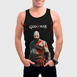 Майка-безрукавка мужская God of War красные разводы, цвет: 3D-черный — фото 2