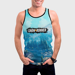 Майка-безрукавка мужская SnowRunner СноуРаннер логотип, цвет: 3D-черный — фото 2