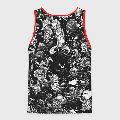 Мужская майка без рукавов DOTA 2 ВСЕ ПЕРСОНАЖИ ЧЁРНО БЕЛЫЙ / 3D-Красный – фото 2