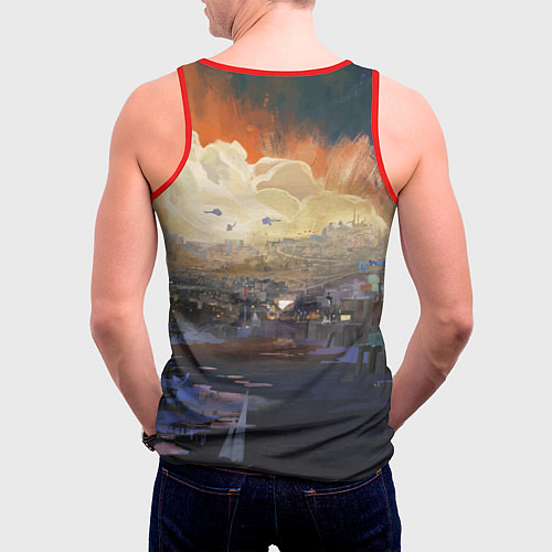 Мужская майка без рукавов Disco Elysium Harrier Du Bois / 3D-Красный – фото 4