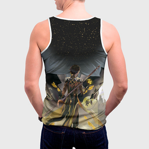 Мужская майка без рукавов ГЕНШИН ИМПАКТ ЧЖУН ЛИ GENSHIN IMPACT / 3D-Белый – фото 4