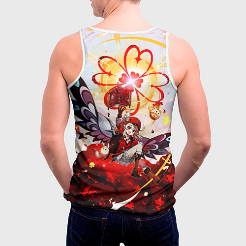 Мужская майка без рукавов Кли с крыльями при взрыве Genshin Impact / 3D-Белый – фото 4