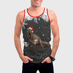 Майка-безрукавка мужская ПИВОЗАВР НОВОГОДНЯЯ НОЧЬ, цвет: 3D-красный — фото 2