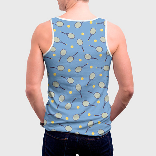 Мужская майка без рукавов Большой теннис паттерн / 3D-Белый – фото 4