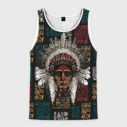 Майка-безрукавка мужская Эхо прошлого индеец, цвет: 3D-белый