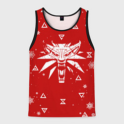 Майка-безрукавка мужская КРАСНЫЙ СВИТЕР ВЕДЬМАК НОВОГОДНИЙ, цвет: 3D-черный