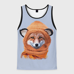 Майка-безрукавка мужская Рыжий лис в шапке, цвет: 3D-черный