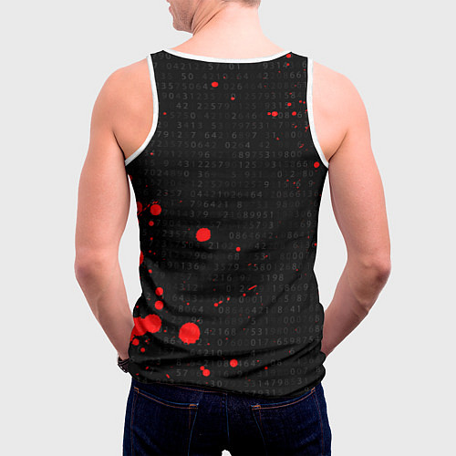 Мужская майка без рукавов МЕМ КОТ ПРОГРАММИСТ ЪУЪ СЪУКА БЪЯТЬ / 3D-Белый – фото 4