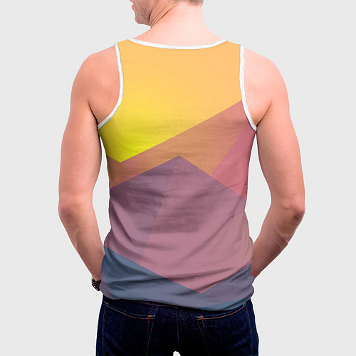 Мужская майка без рукавов Рассвет в горах искусства / 3D-Белый – фото 4