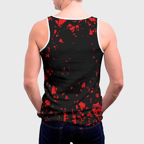 Мужская майка без рукавов Человек Бензопила Макима Стреляет Bang / 3D-Белый – фото 4