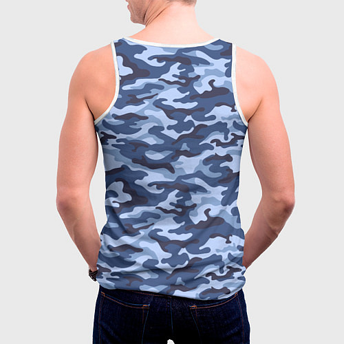 Мужская майка без рукавов Синий Камуфляж Camouflage / 3D-Белый – фото 4